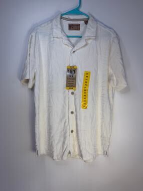 Weatherproof WP Men's Medium White Textured Button Up NWT